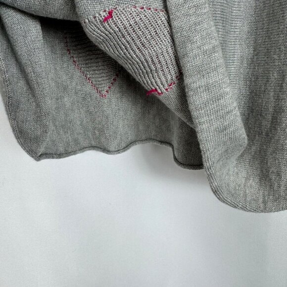 Brit.NY Grey & Pink Heart Sweater Cashmere Rayon Nylon Valentines Date Night L - Picture 5 of 9